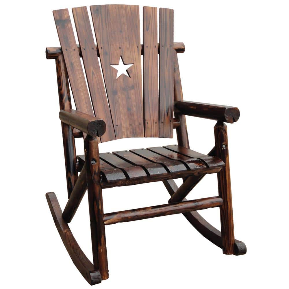 Leigh Country Char Log Patio Rocking Chair With Star Tx 93605 The Home Depot