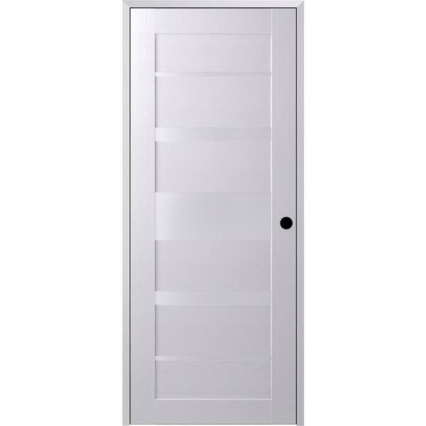 Belldinni 32 in. x 96 in. Kina Left-Hand Solid Core 7-Lite Frosted Glass Bianco Noble Wood Composite Single Prehung Interior Door