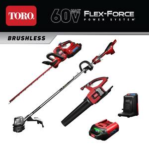 Flex-Force 60-Volt Cordless Combo Kit 3-Tool Hedge Trimmer, Leaf Blower, String Trimmer with Charger and 2.5 Ah Battery