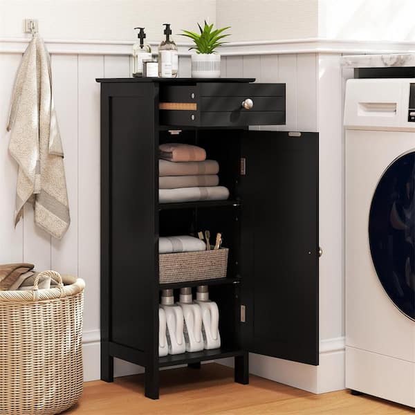 Black P2 MDF Slab Door Stock Ready to Assemble Bath Kitchen Cabinet with Drawer