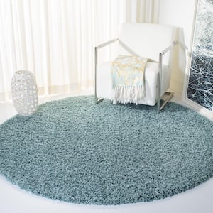 Athens Shag Seafoam 7 ft. x 7 ft. Round Solid Area Rug