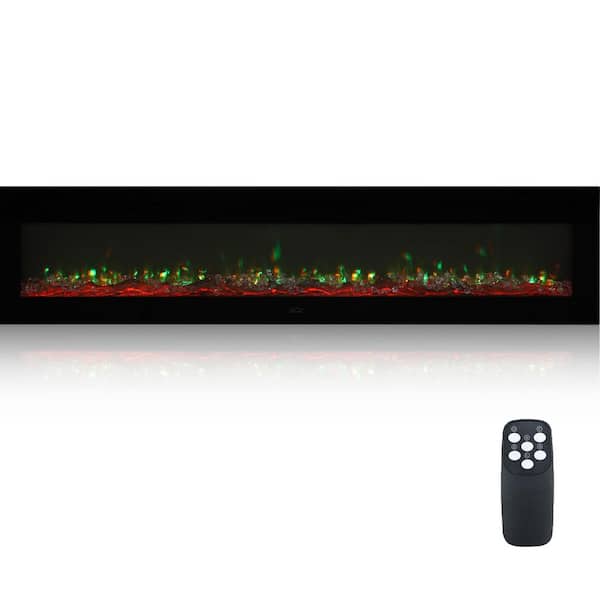 72 in. Wall-Mounted Metal Smart Electric Fireplace in Black