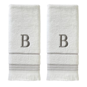 Casual Monogram Letter B Hand Towel 2 piece set, white, cotton