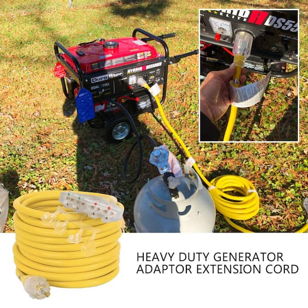 25 ft.30 Amp Heavy Duty Generator Extension Cord, Locking Cord, NEMA L14-30P to Four 5-20R,125 Volts for Generator Power
