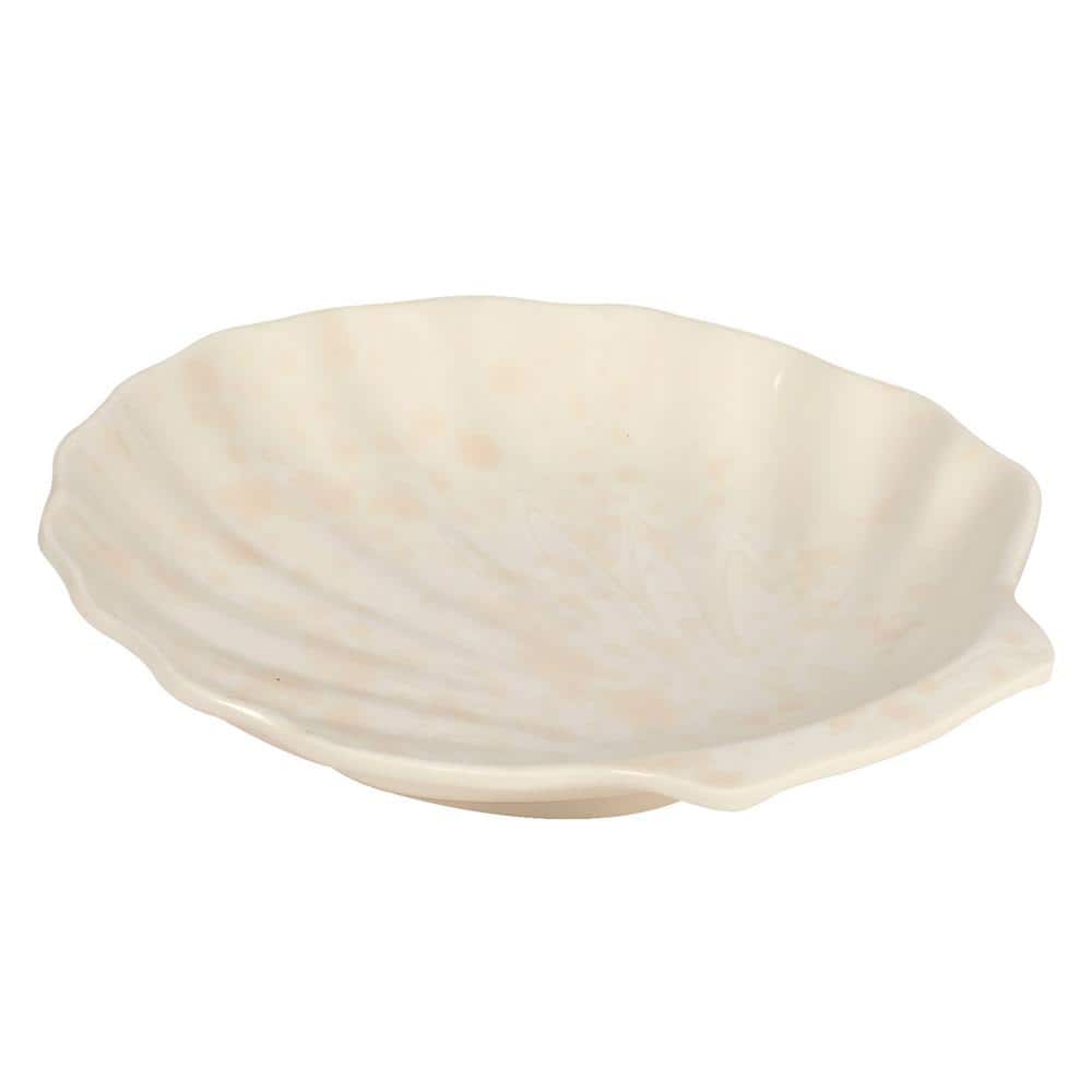8-inch Off-White Melamine Scallop Shell Dessert Plates, Set of 6