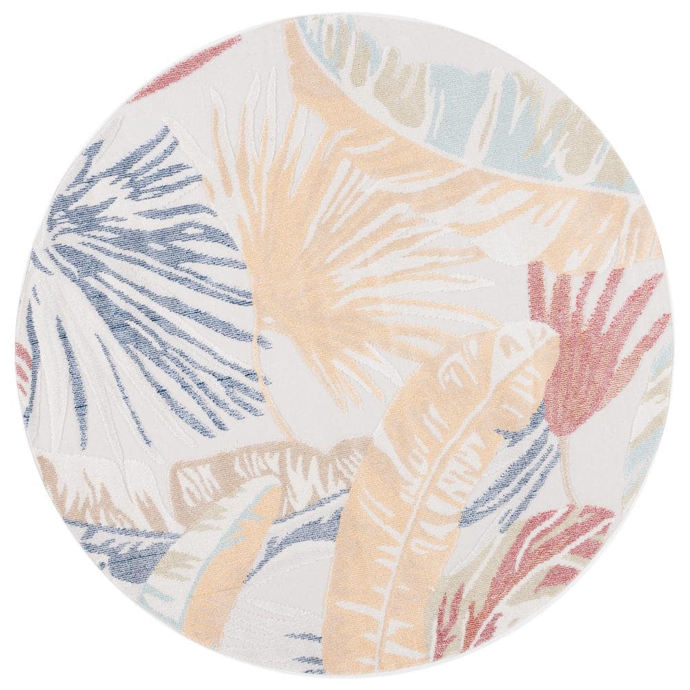 SAFAVIEH Sarasota Light Green/Beige 7 ft. x 7 ft. Floral Round Area Rug