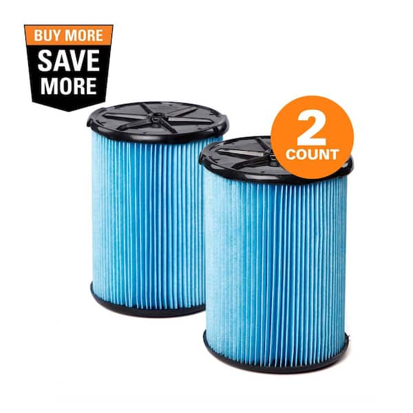Fine Dust Pleated Paper Wet Dry Vac Shop Vacuum Filter Replacement for Most 5-16 Gallon RIDGID Wet Dry Vacs (2-Pack)