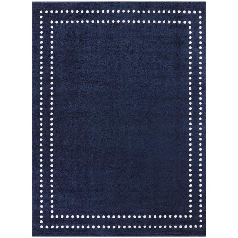 Navy Blue 5' x 7' Stain-Resistant Synthetic Area Rug