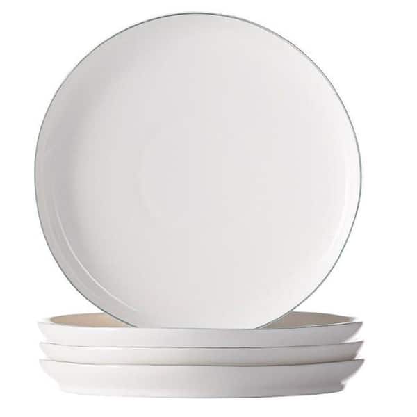 Unbranded Abbesses Decorative Appetizer Plate in White with Platinum Rim (Set of 4)