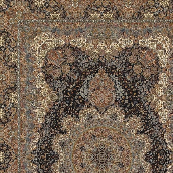8 ft. x 10 ft. Teal, Ivory Oriental Washable Rectangular Area Rug