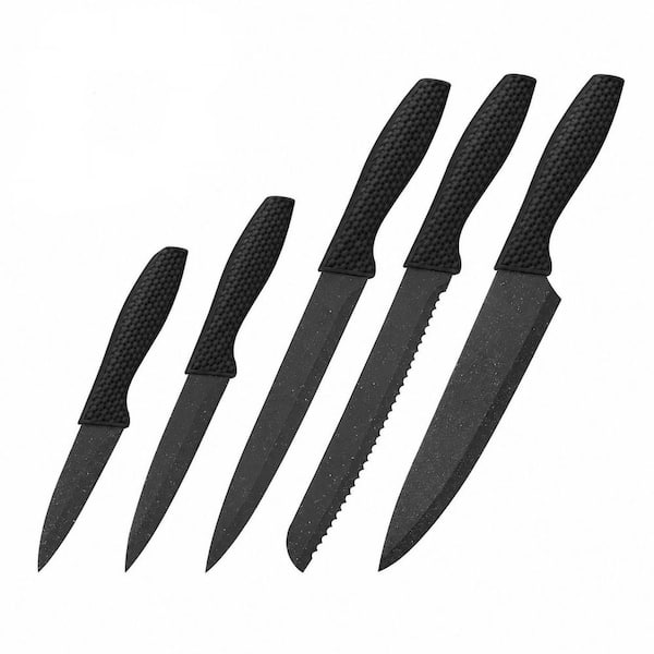 5-Piece Stainless Steel Kitchen Knife Set with Acrylic Block and Ergonomic Polypropylene Handles