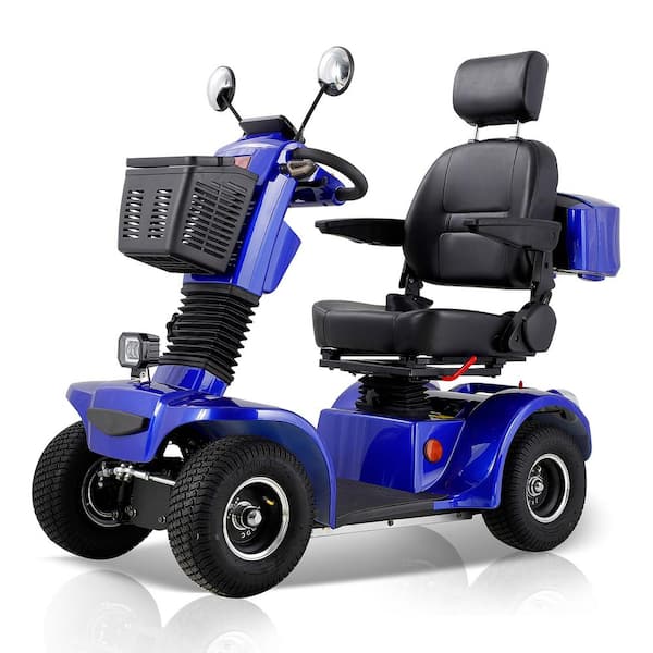 Unbranded Outdoor 800-Watt Differential Motor 4-Wheel Electric Low-Speed Mobility Scooter, Suitable For The Elderly, Blue