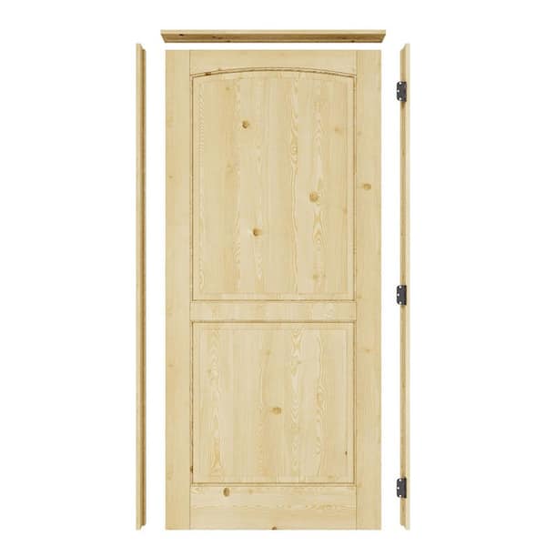 ARK DESIGN 36 in. x 80 in. 2-Panel Left Solid Core Unfinished Pine Wood Single Interior Door with Quick Assemble Pine Jamb
