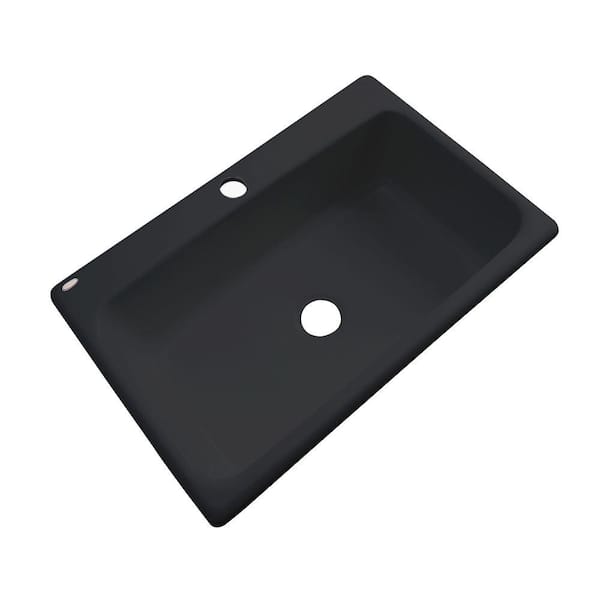 Thermocast Manhattan Drop-In Acrylic 33 in. 1-Hole Single Bowl Kitchen Sink in Black