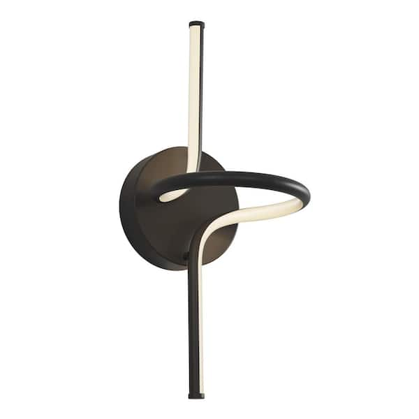 Artika Swirl Mini 8.9 in. 1-Light Matte Black Modern Dimmable Integrated LED 3 CCT Wall Sconce for Bathroom