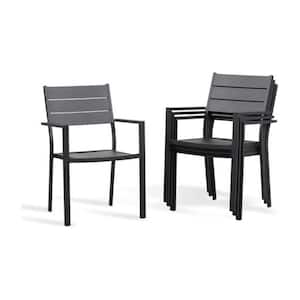4-Piece Outdoor Aluminum Dining Chair in Black for Patio, Porch, Balcony, Lawn and Backyard