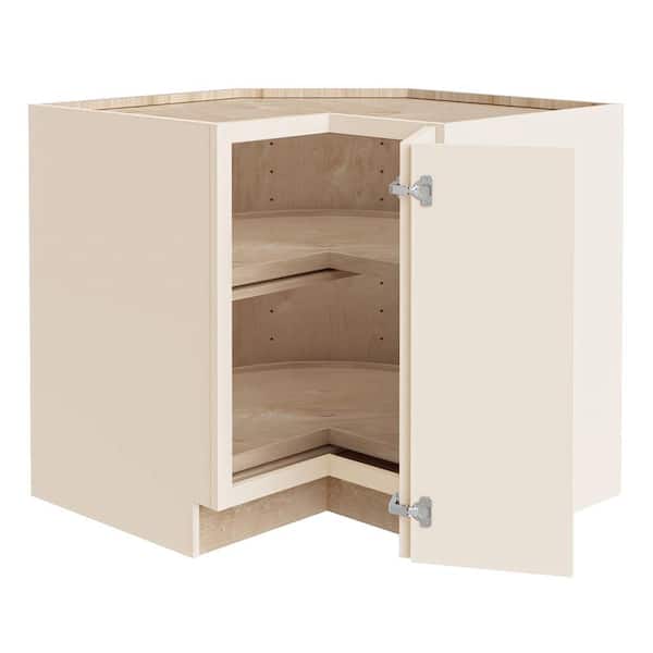 Newport 33 in. W x 24 in. D x 34.5 in. H Assembled Plywood Corner Lazy Susan Base Kitchen Cabinet in Blended Cream RH