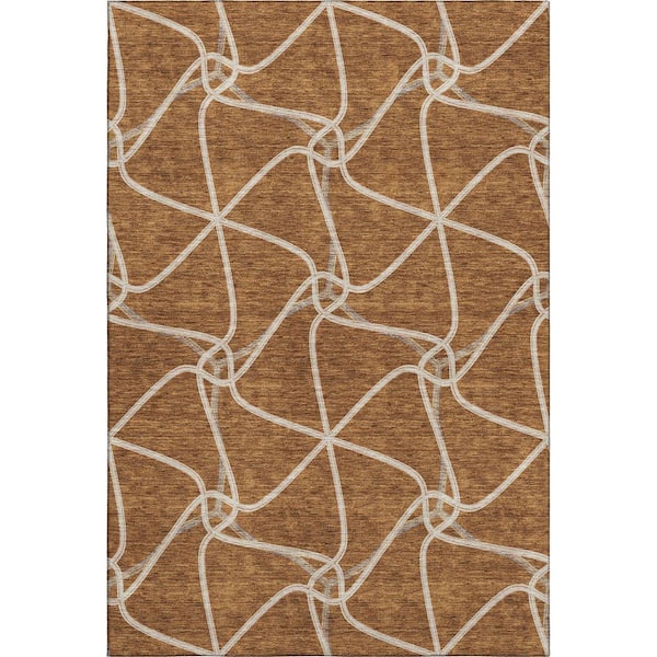 Mayfield Premium Machine Washable Abstract AMF948 Paprika 2 ft. 6 in. x 3 ft. 10 in. Area Rug