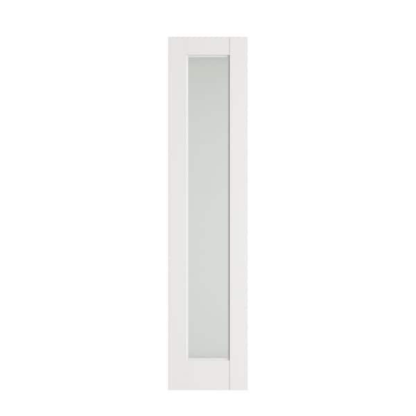 18 in. x 80 in. Full Lite Solid Core Frosted Glass White Primed Composite MDF Wood Interior Door Slab