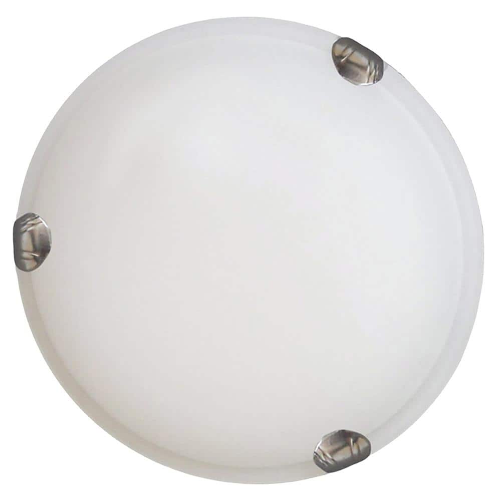 Alex 12 in. 2-Lights Satin Nickel Flush Mount