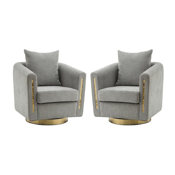 ARTFUL LIVING DESIGN Amanda Grey 31.9 in. Wide Swivel Chair With Special Arms Set of 2