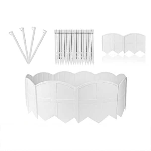 2 in. Garden Edging Border 20 Pcs White Decorative Landscape Fence with Stakes Length for Lawn and Flower Bed