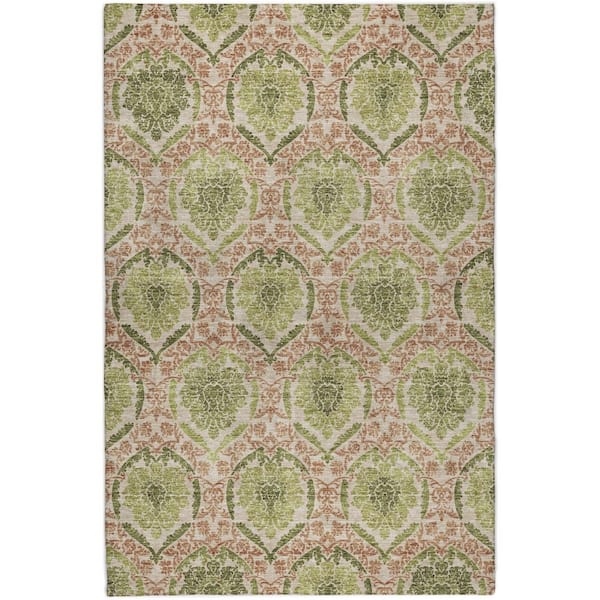 Dream Shag Premium Machine Washable Abstract ADS811 Olive 3 ft. x 5 ft. Area Rug