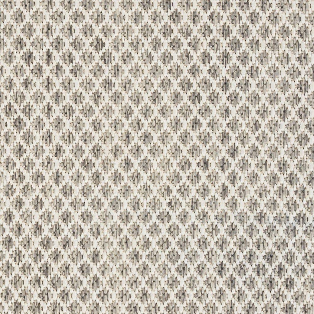 Ivory Silver Geometric Flat Woven Indoor/Outdoor Rug 3' x 5'