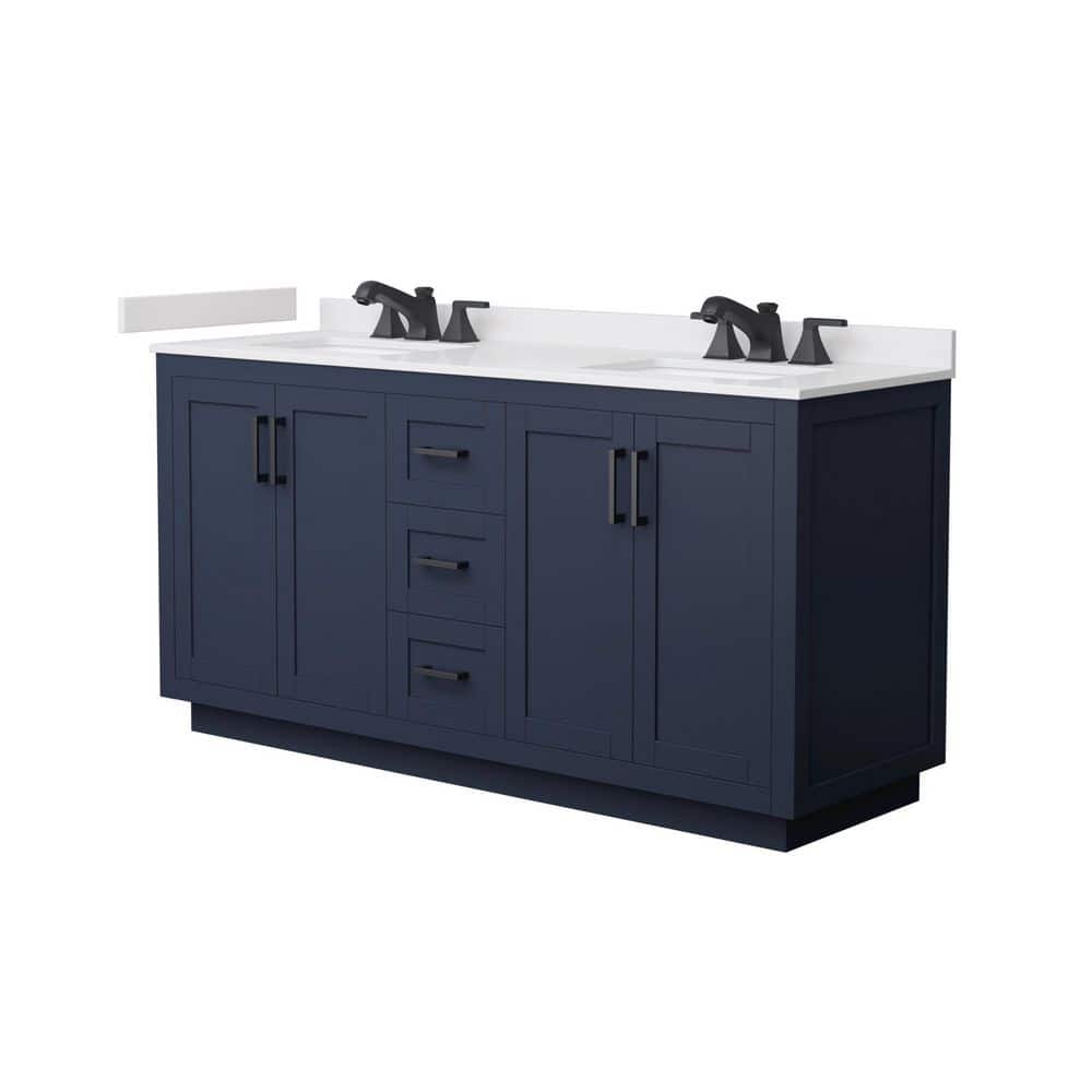 Miranda 66 in. Double Freestanding Dark Blue Bath Vanity with White Cultured Marble Top Assembled price history on PriceWatchPro