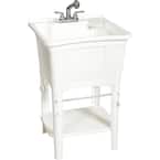 All-in-One 24 in. x 24 in. 20 Gal. Freestanding Laundry Tub in White, with Non-Metallic Pull-Out Faucet in Chrome
