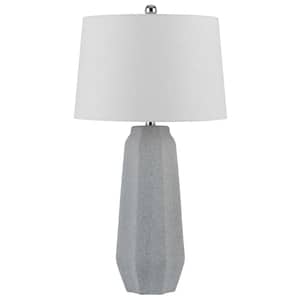 Drayton 30 in. H Stone Grey Metal Modern Floor Lamp for Bedside with Fabric Shade