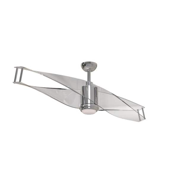 CRAFTMADE Illusion 56 in. Dual Mount Indoor Brushed Polished Nickel Finish Ceiling Fan, LED Light and Remote/Wall Control Included