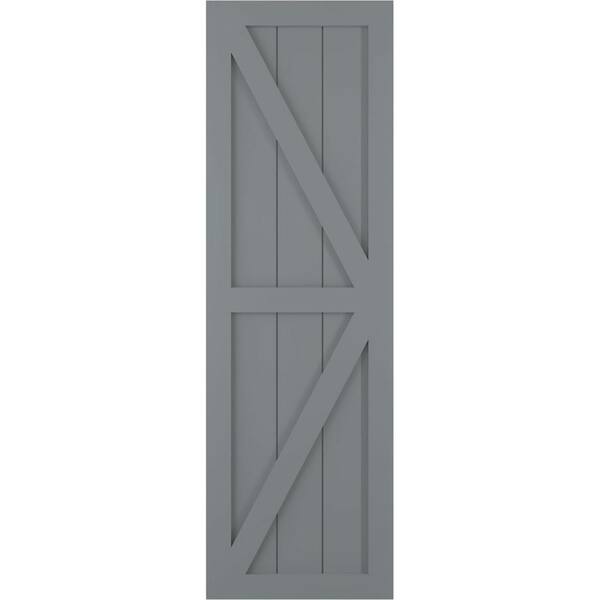 Ekena Millwork 15 in. x 45 in. PVC 2-Equal Panel Farmhouse Fixed Mount Board and Batten Shutters Pair with Z-Bar in Ocean Swell