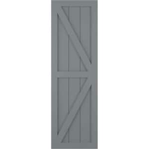 15 in. x 50 in. PVC Two Equal Panel Farmhouse Fixed Mount Board and Batten Shutters Pair with Z-Bar in Ocean Swell