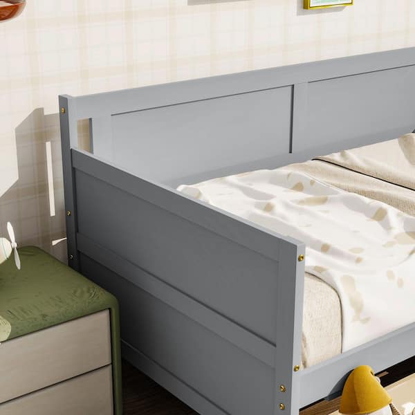 Gray Wood Frame Twin Size Daybed with 2 Storage Drawers