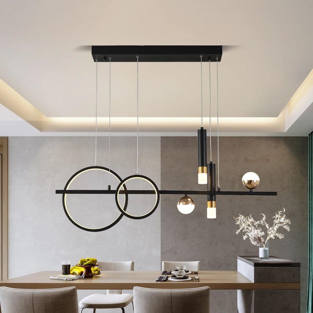 45-Watt 6-Light Black Kitchen Island Linear Dimmable Integrated LED Pendant-Light with Acrylic Shade for Dinning Room price history on PriceWatchPro