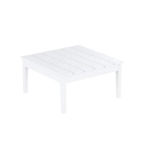 WESTIN OUTDOOR Shoreside White Modern 17 in. Tall Square HDPE Plastic Outdoor Patio Conversation Coffee Table