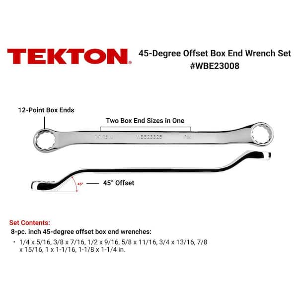 45-Degree Offset Box End Wrench Set, 8-Piece (1/4 - 1-1/4 in.)