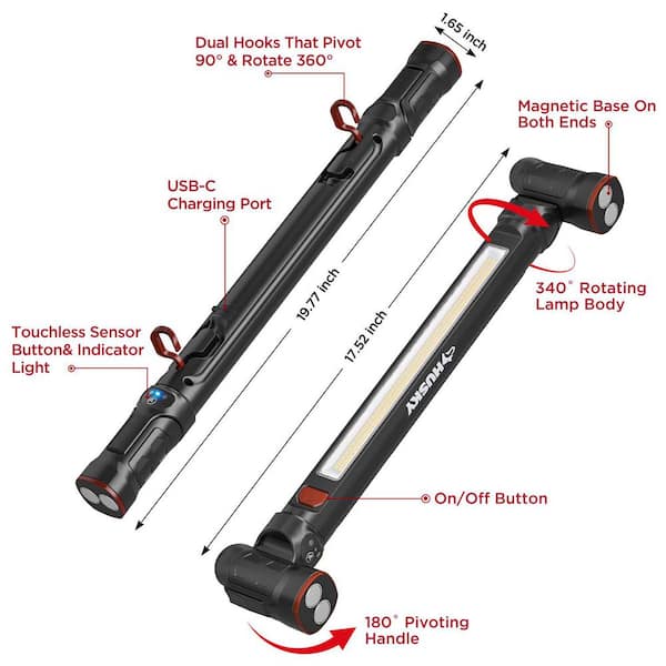 Husky 2500 Lumen LED Rechargeable Infrared Touchless Work Light
