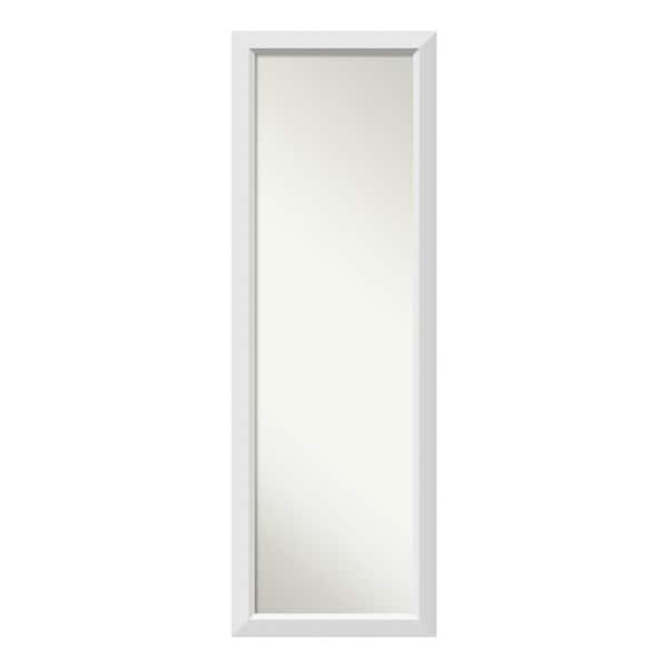 Amanti Art Large Rectangle Satin White Contemporary Mirror (52 in. H x 18 in. W)