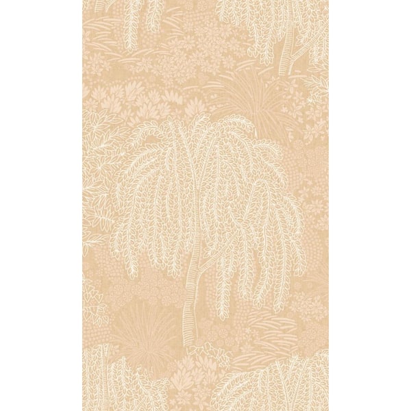 Walls Republic Beige Metallic Garden Tropical Textured Print Non-Woven Non-Pasted Textured Wallpaper 57 sq. ft.