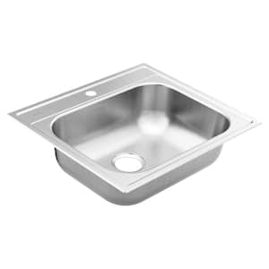 2000 Series Stainless Steel 25 in. 1-Hole Single Bowl Drop-In Kitchen Sink with 7 in. Depth and Rear Drain Hole