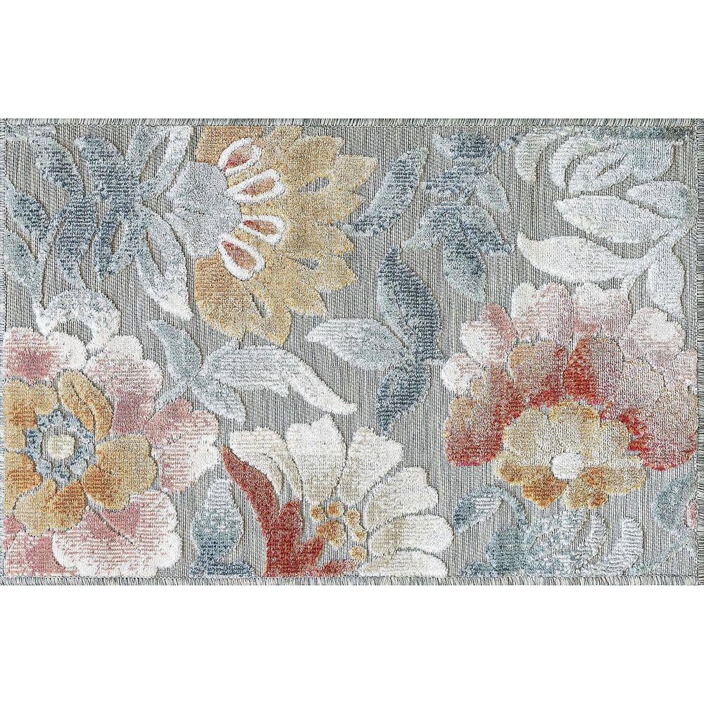 Tayse Rugs Tropic Floral Gray 2 ft. x 3 ft. Indoor/Outdoor Area Rug ...