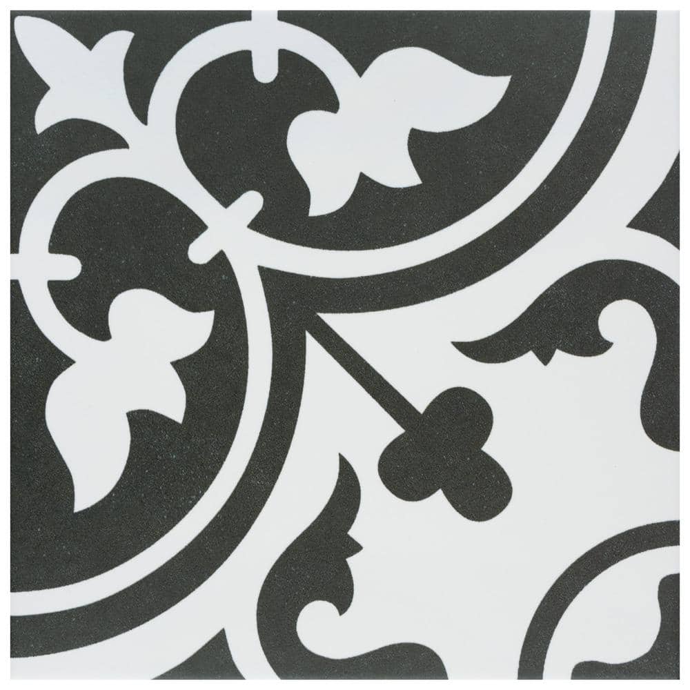 Arte Clover Black 9-3/4 in. x 9-3/4 in. Porcelain Floor and Wall Take Home Tile Sample price history on PriceWatchPro