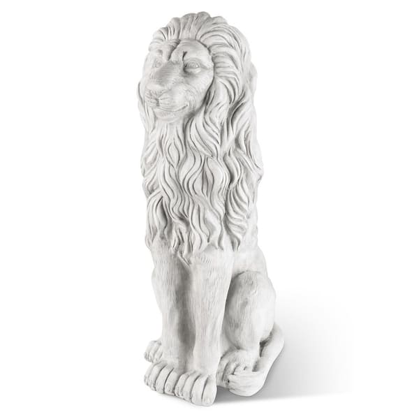 Glitzhome 36.25 in. H Oversized MGO White Guardian Sitting Lion