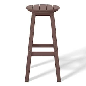 Laguna 29 in. HDPE Plastic All Weather Backless Round Seat Bar Height Outdoor Bar Stool in Dark Brown (Set of 3)