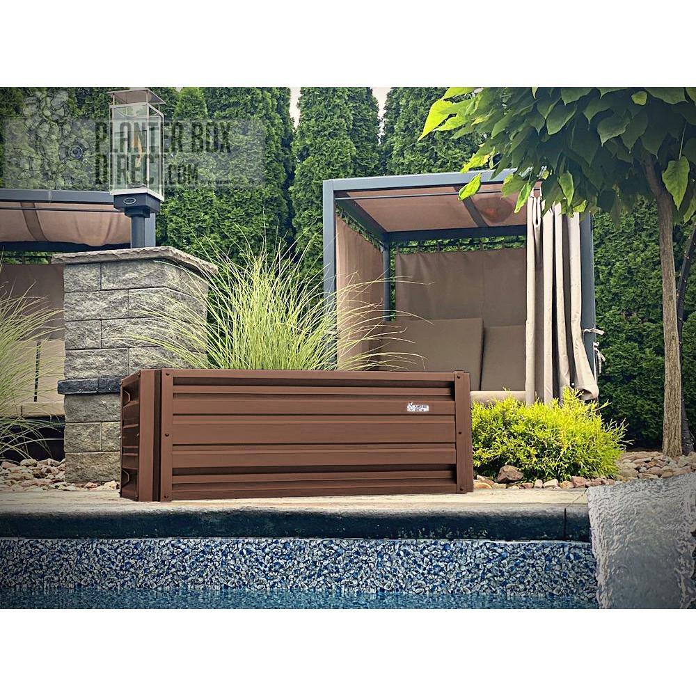 48" Cocoa Brown Rectangular Metal Outdoor Planter Box