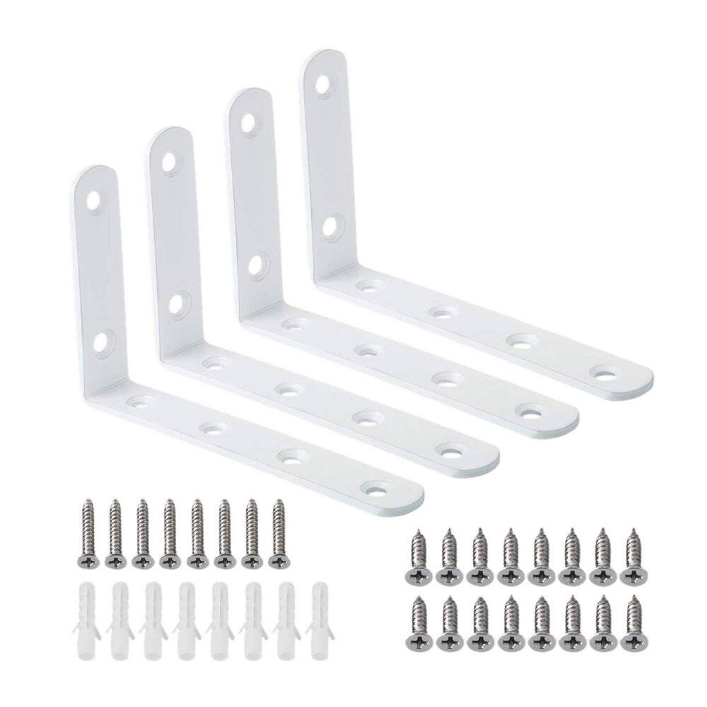 5x3 Inch Shelf Brackets White Stainless Steel Heavy Duty L Angle Corner Support for Wood, Pack of 4 price history on PriceWatchPro