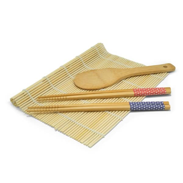 Cook Pro 6-Piece Dot Bamboo Chopstick Set with Rice Paddle and