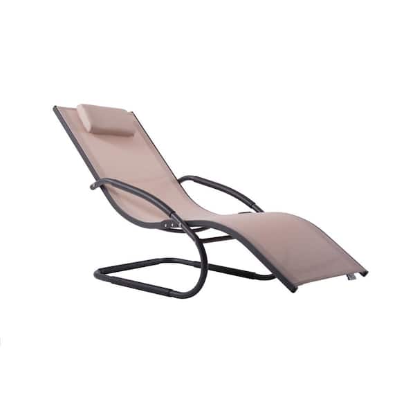 Vivere Wave Matte Dark Grey Aluminum Outdoor Lounge Chair in Macchiato Sling